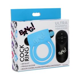 BANG! Silicone Cock Ring & Bullet with Remote Control (Option: Blue)