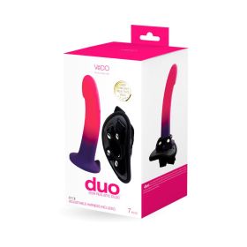 VeDO Duo Silicone Dildo (Non Vibrating) with Harness (Option: Pink/Purple)
