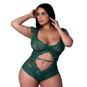 Magic Silk Evermore Cutout Romper Emerald (Option: Queen Size)