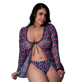 Magic Silk Hazy Dayz Tie Front Jacket & Thong Set Gummy Bears (Option: Queen Size)