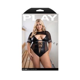 Fantasy Lingerie Play Go Deep 2 Piece Football Costume Set Black (Option: XL/2XL)