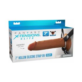 Fantasy X tensions Elite Hollow Silicone Strap On 7 in (Option: Brown)