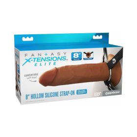 Fantasy X tensions Elite Hollow Silicone Strap On 8 in (Option: Brown)