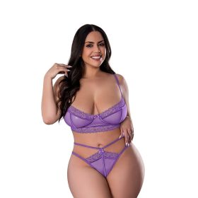Magic Silk Sheer Passion Demi Bra & High Cut Tanga Very Peri (Option: Queen Size)