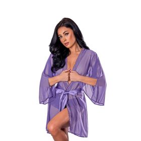 Magic Silk Sheer Passion Flutter Sleeve Robe Very Peri (Option: S/M)