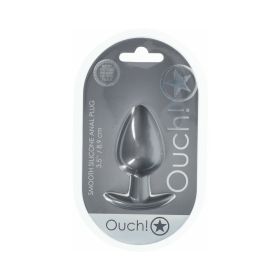 Ouch! Smooth Silicone Anal Plug (Option: Large 3.5 in. Gun Metal)