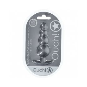 Ouch! Smooth Silicone Beaded Anal Plug (Option: 4.6 in. Gun Metal)
