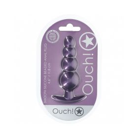 Ouch! Smooth Silicone Beaded Anal Plug (Option: 4.6 in. Metallic Purple)