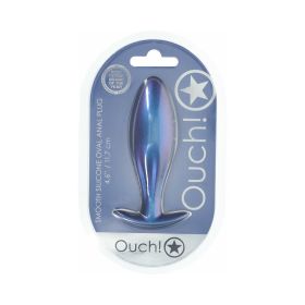 Ouch! Smooth Silicone Oval Anal Plug (Option: 4.6 in. Metallic Blue)