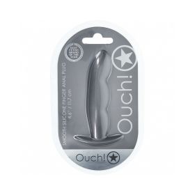 Ouch! Smooth Silicone Finger Anal Plug (Option: 4.6 in. Gun Metal)