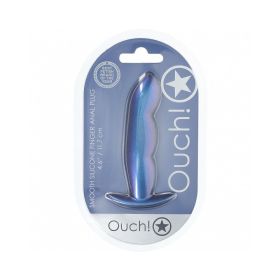 Ouch! Smooth Silicone Finger Anal Plug (Option: 4.6 in. Metallic Blue)