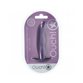 Ouch! Smooth Silicone Finger Anal Plug (Option: 4.6 in. Metallic Purple)