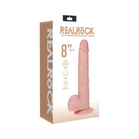 RealRock 8 in. Vibrating and Rotating Cock with Balls Regular Straight (Option: Beige)