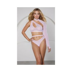 Allure Modern Muse Halter & Panty with Collar Sleeve Pink (Option: M   Hanging)