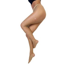 Kixies Tan Fishnet Mardi Gras Tights (Option: Size D)