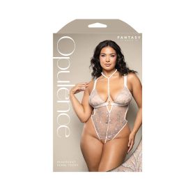 Fantasy Lingerie Opulence Metallic Embroidered Teddy with Pearl Harness & Open Pearl Crotch (Option: Queen Size)