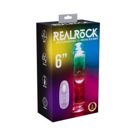 RealRock Wireless Rechargeable Remote Control LED Vibrating 6 in (Option: Dildo Clear)