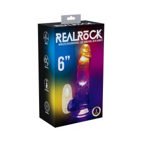 RealRock Wireless Rechargeable Remote Control LED Vibrating 6 in (Option: Dildo with Balls Clear)