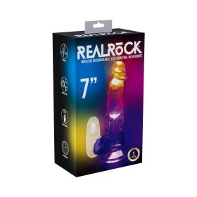 RealRock Wireless Rechargeable Remote Control LED Vibrating 7 in (Option: Dildo with Balls Clear)