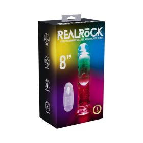 RealRock Wireless Rechargeable Remote Control LED Vibrating 8 in (Option: Dildo Clear)