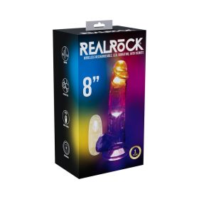 RealRock Wireless Rechargeable Remote Control LED Vibrating 8 in (Option: Dildo with Balls Clear)