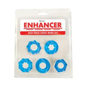 Enhancer Five Piece Cock Ring Set (Option: Blue)