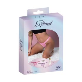 Magic Silk Pheromone Panties Crotchless Thong 2 Pack Lilac/Rose (Option: L/XL)