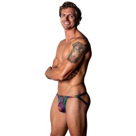 Male Power The Matchmaker Jock with Front Condom Pouch Rainbow (Option: S/M)