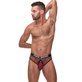 Male Power The Ultimate Duo CRB Cock Ring Thong & Black Cock Ring Burgundy (Option: S/M)