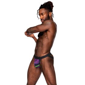 Male Power The Ultimate Duo CRB Strappy Jock & Black Cock Ring Print (Option: L/XL)