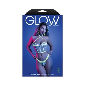 Fantasy Lingerie Glow Supernatural Glow in the Dark Zipper Top & Panty (Option: L/XL)