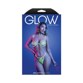 Fantasy Lingerie Glow Mind Control UV Reactive Paneled Underwire Bra & Panty (Option: S/M)