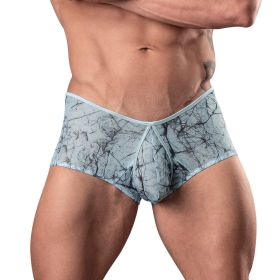 Male Power Marble Mesh Micro Mini Short (Option: Silver Blue XL)