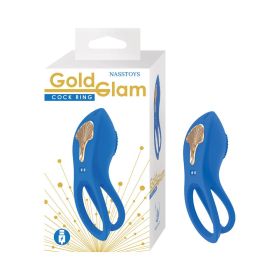 Gold Glam Cockring (Option: Blue)