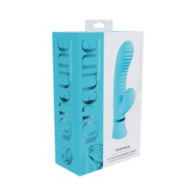 Loveline Mystique Rechargeable Silicone Ribbed Rabbit Vibrator (Option: Blue)