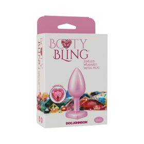 Booty Bling Heart Diamond Jeweled Metal Plug (Option: Pink Small)