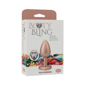 Booty Bling Heart Diamond Jeweled Metal Plug (Option: Gold Small)