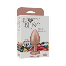Booty Bling Heart Diamond Jeweled Metal Plug (Option: Gold Large)