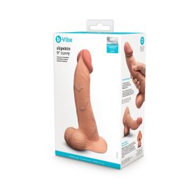 b Vibe Slipskin Realistic Silicone Dildo 9 in. Curved (Option: Mocha)