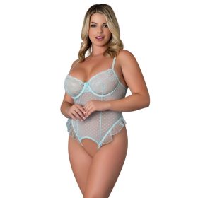 Magic Silk Blue Sky Ruffled Crotchless Playsuit (Option: Blue Queen Size)