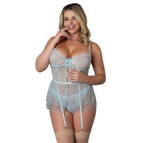 Magic Silk Blue Sky Flirty Slip Baby Doll with Removable Garters & Thong (Option: Queen Size)