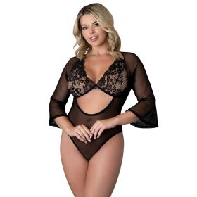 Magic Silk Black Cherry 3/4 Sleeve Playsuit (Option: Black Queen Size)