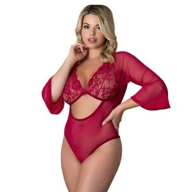 Magic Silk Black Cherry 3/4 Sleeve Playsuit (Option: Cherry Queen Size)