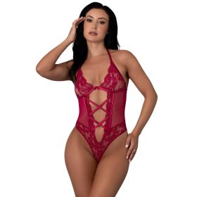 Magic Silk Black Cherry Halter Teddy (Option: Cherry L/XL)