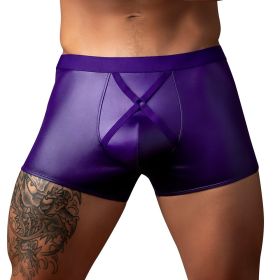 Male Power Eggplant Crossover Short Plum (Option: XL)