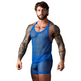 Male Power Fishnet 2.0 Tank Top Royal (Option: L/XL)