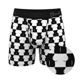 Shinesty The Chest Mate Checkered Ball Hammock Pouch Underwear with Fly (Option: S)