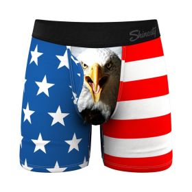 Shinesty The Mascot American Flag Ball Hammock Pouch Underwear with Fly (Option: L)