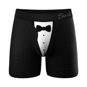 Shinesty The 009 Black Tuxedo Ball Hammock Pouch Underwear with Fly (Option: L)