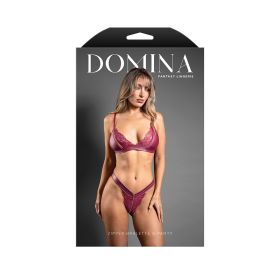 Fantasy Lingerie Domina Bralette & Panty with Zipper Details Berry (Option: S/M)